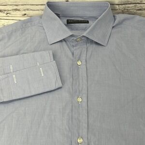 Ralph Lauren Black Label Button Up Shirt Mens Size 16.5 Blue French Cuff Italian